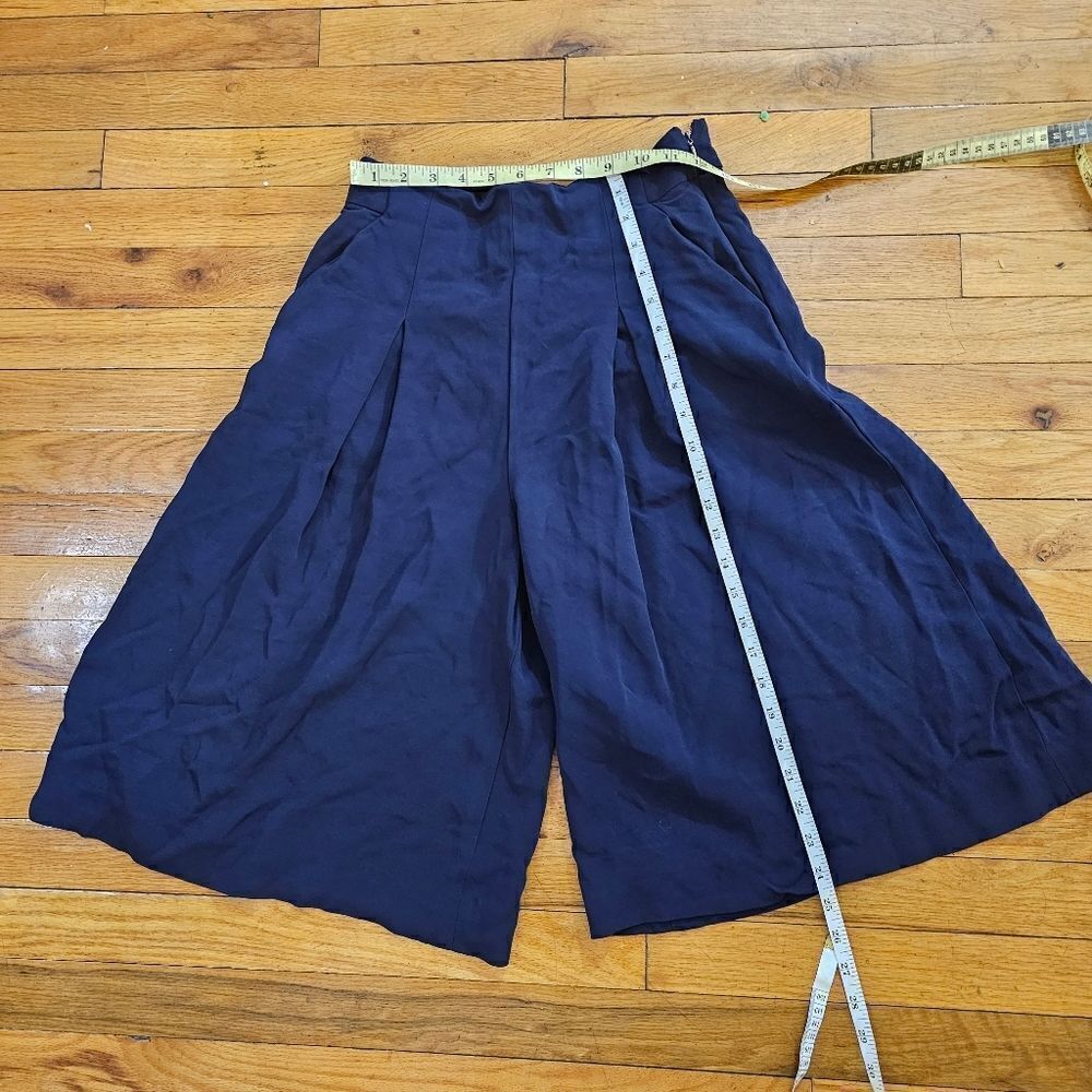 Rebecca Taylor Wide Leg Crop Pants Womens Size 6 Navy Blue - Picture 5 of 8
